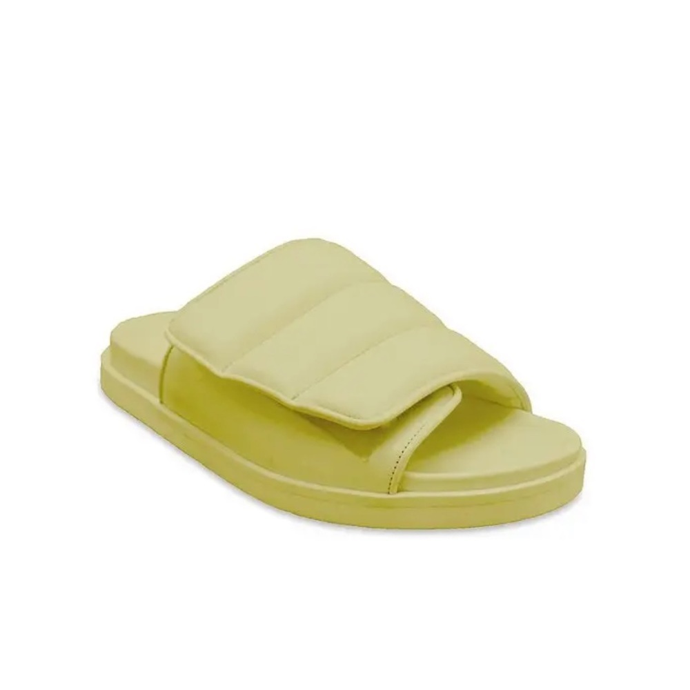 Gia Borghini Quilted Leather Slides NWT 37 7 Butter Yellow ASO Hailey Bieber